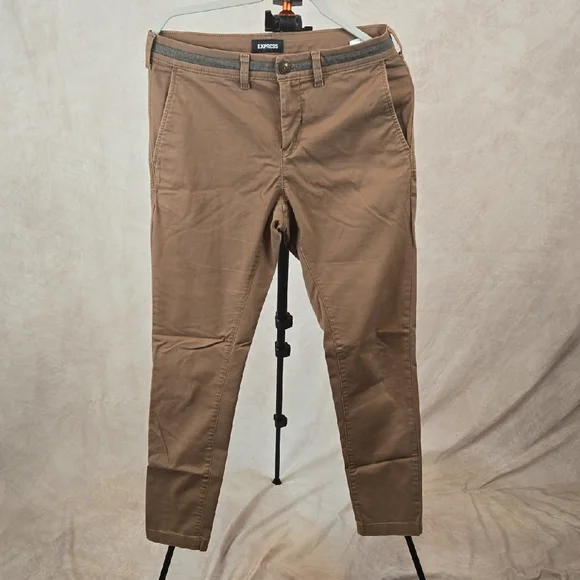 Express Men's 365 Comfort Super Skinny Hyper Stretch Tan Chino Pants - Picture 1 of 10